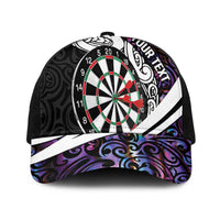 Personalized NZ Darts Baseball Net Cap Paua Shell Maori Koru Whakairo - Purple - Polynesian Pride