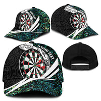 Personalized NZ Darts Classic Cap Paua Shell Maori Koru Whakairo LT07
