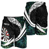 Personalized NZ Darts Shorts for Men Paua Shell Maori Koru Whakairo LT7 - Polynesian Pride