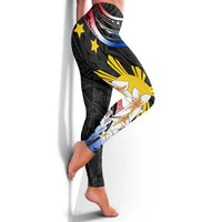 Philippines Tribal Leggings Mix Plumeria - Flag Colors