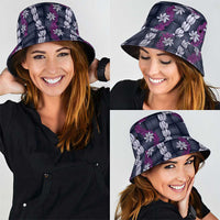 Pikake Maile Tiare Lei Bucket Hat Poni Lauhala Pattern