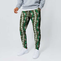 Pikake Maile Tiare Lei Jogger Pants Omaomao Lauhala Pattern