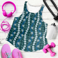 Pikake Maile Tiare Lei Women Racerback Tank Polu Lauhala Pattern
