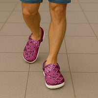 Pink Aloha Hawaii Clogs Shoes Hawaiian Kakau Ohia Lehua Lei - Polynesian Pride