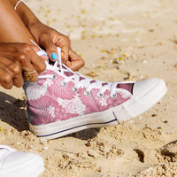 Pink Aloha Hawaii High Top Shoes Monstera Hibiscus Plumeria Seamless Vibes - Polynesian Pride