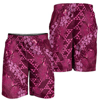 Pink Aloha Hawaii Shorts for Men Hawaiian Kakau Ohia Lehua Lei LT14 - Polynesian Pride