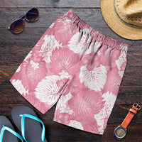 Pink Aloha Hawaii Shorts for Men Monstera Hibiscus Plumeria Seamless Vibes LT14 Pink - Polynesian Pride