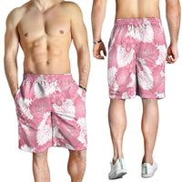 Pink Aloha Hawaii Shorts for Men Monstera Hibiscus Plumeria Seamless Vibes LT14 - Polynesian Pride