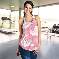Pink Aloha Hawaii Women Racerback Tank Monstera Hibiscus Plumeria Seamless Vibes - Polynesian Pride