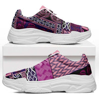Pink Aotearoa Kowhaiwhai Pattern Chunky Sneakers NZ Maori Quilt Style - Polynesian Pride