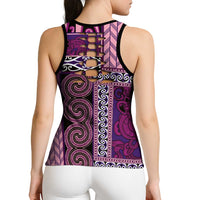 Pink Aotearoa Kowhaiwhai Pattern Hollow Tank Top NZ Maori Quilt Style - Polynesian Pride