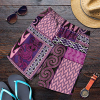 Pink Aotearoa Kowhaiwhai Pattern Shorts for Men NZ Maori Quilt Style LT14 Pink - Polynesian Pride