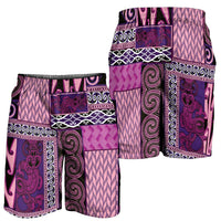Pink Aotearoa Kowhaiwhai Pattern Shorts for Men NZ Maori Quilt Style LT14 - Polynesian Pride
