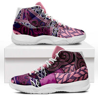 Pink Aotearoa Kowhaiwhai Pattern Sneakers J11 NZ Maori Quilt Style - Polynesian Pride