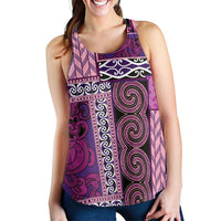 Pink Aotearoa Kowhaiwhai Pattern Women Racerback Tank NZ Maori Quilt Style - Polynesian Pride