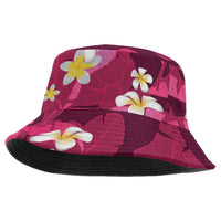 Pink Banana Leaf Hawaii Bucket Hat Lau Maia Plumeria Tropical Summer Vibes LT14 One Size Pink - Polynesian Pride
