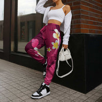 Pink Banana Leaf Hawaii Jogger Pants Lau Maia Plumeria Tropical Summer Vibes