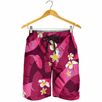 Pink Banana Leaf Hawaii Shorts for Men Lau Maia Plumeria Tropical Summer Vibes LT14 - Polynesian Pride