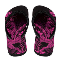 Pink Black Aloha Hawaii Flip Flops Polynesian Shark Tattoo With Plumeria - Polynesian Pride