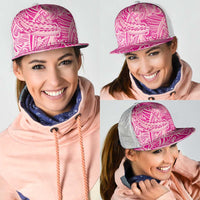 Pink Gradient Polynesia Mesh Trucker Cap Hawaiian Tribal Hammerhead Shark Tattoo - Polynesian Pride