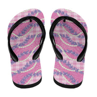 Pink Hawaii Palaka Honohono Pikake Flip Flops Hawaiian Orchid Lei Polynesian Pattern - Polynesian Pride