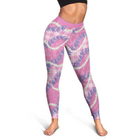 Pink Hawaii Palaka Honohono Pikake Leggings Hawaiian Orchid Lei Polynesian Pattern - Polynesian Pride