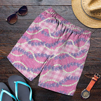Pink Hawaii Palaka Honohono Pikake Shorts for Men Hawaiian Orchid Lei Polynesian Pattern LT14 Pink - Polynesian Pride