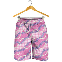 Pink Hawaii Palaka Honohono Pikake Shorts for Men Hawaiian Orchid Lei Polynesian Pattern LT14 - Polynesian Pride