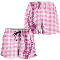Pink Hawaii Palaka Shorts for Women Hawaiian Honohono Lei LT05 - Polynesian Pride
