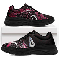 Pink New Zealand Chunky Sneakers Aotearoa Silver Fern With Manaia Maori Unique LT14 Pink - Polynesian Pride