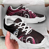 Pink New Zealand Chunky Sneakers Aotearoa Silver Fern With Manaia Maori Unique LT14 - Polynesian Pride