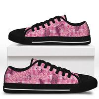 Pink Palaka Hawaii Cowboy Low Top Shoes Puakenikeni Lei Paniolo Papale Seamless Vibes - Polynesian Pride