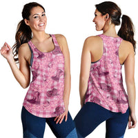 Pink Palaka Hawaii Cowboy Women Racerback Tank Puakenikeni Lei Paniolo Papale Seamless Vibes - Polynesian Pride