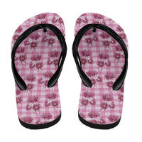 Pink Palaka Hawaii Flip Flops Hawaiian Lehua Blossoms LT05 - Polynesian Pride