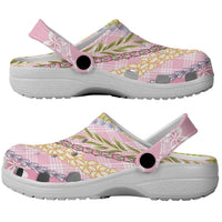 Pink Palaka Hawaii Leis Clogs Shoes - Hawaiian Plaid Elegant Tropical Vibes LT14 - Polynesian Pride