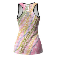 Pink Palaka Hawaii Leis Hollow Tank Top Hawaiian-plaid Elegant Tropical Vibes LT14 - Polynesian Pride