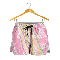 Pink Palaka Hawaii Leis Shorts for Women Hawaiian-plaid Elegant Tropical Vibes LT14 - Polynesian Pride