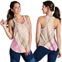 Pink Palaka Hawaii Leis Women Racerback Tank Hawaiian-plaid Elegant Tropical Vibes LT14 - Polynesian Pride