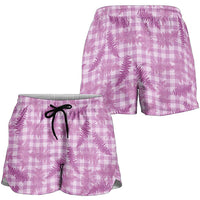 Pink Palaka Hawaii Palapalai Shorts for Women Hawaiian Fern