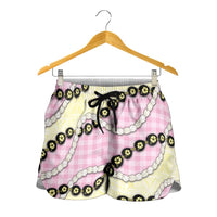 Pink Palaka Hawaii Shorts for Women Kukui Nut Pikake Lei Hawaiian Tapa Pattern LT14 - Polynesian Pride