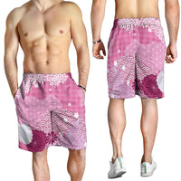 Pink Palaka Japanese Traditional Shorts for Men Asanoha Seigaiha Sakura Motif LT14 - Polynesian Pride