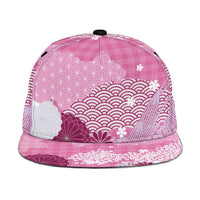 Pink Palaka Japanese Traditional Snapback Cap Asanoha Seigaiha Sakura Motif - Polynesian Pride