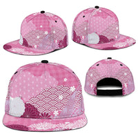 Pink Palaka Japanese Traditional Snapback Cap Asanoha Seigaiha Sakura Motif - Polynesian Pride