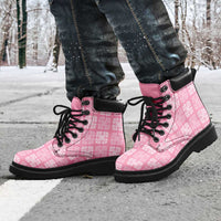 Pink Palaka Quilt Hawaii All Season Boots Traditional Hawaii-plaid Pattern - Polynesian Pride