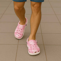 Pink Palaka Quilt Hawaii Clogs Shoes Traditional Hawaii-plaid Pattern LT14 - Polynesian Pride