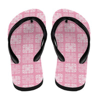 Pink Palaka Quilt Hawaii Flip Flops Traditional Hawaii-plaid Pattern - Polynesian Pride