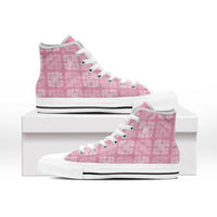 Pink Palaka Quilt Hawaii High Top Shoes Traditional Hawaii-plaid Pattern - Polynesian Pride