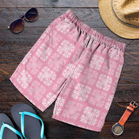 Pink Palaka Quilt Hawaii Shorts for Men Traditional Hawaii-plaid Pattern LT14 Pink - Polynesian Pride