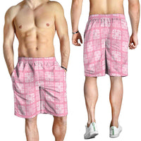 Pink Palaka Quilt Hawaii Shorts for Men Traditional Hawaii-plaid Pattern LT14 - Polynesian Pride