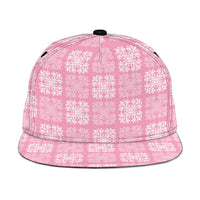 Pink Palaka Quilt Hawaii Snapback Cap Traditional Hawaii-plaid Pattern - Polynesian Pride